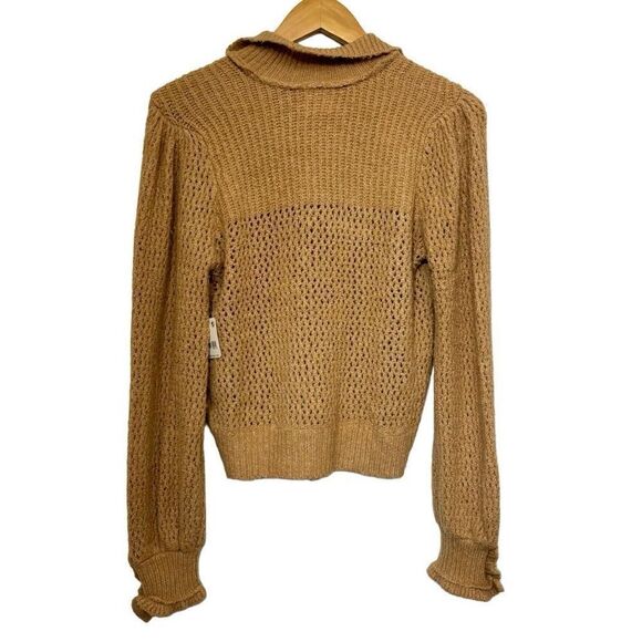 Free People Care FP Snowdrift Pullover Sweater in Camel Heather Size small new - Picture 4 of 13